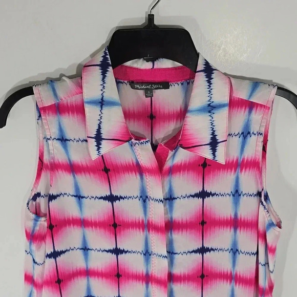 {Michael Stars} Womens Tie Dye Sleveless Button-Down Blouse - Size S - Picture 5 of 11